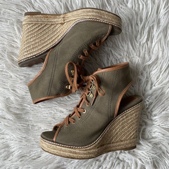 Tory Burch Wedge Lace Up Espadrille - Picture 2 of 4